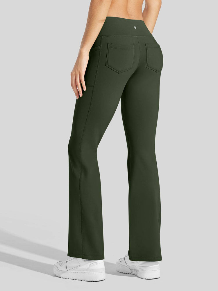 Women's Fleece Crossover Flared Leggings_