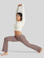 Women's Fleece Crossover Flared Leggings_