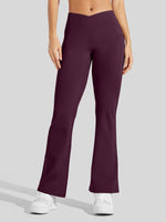 Women's Fleece Crossover Flared Leggings_