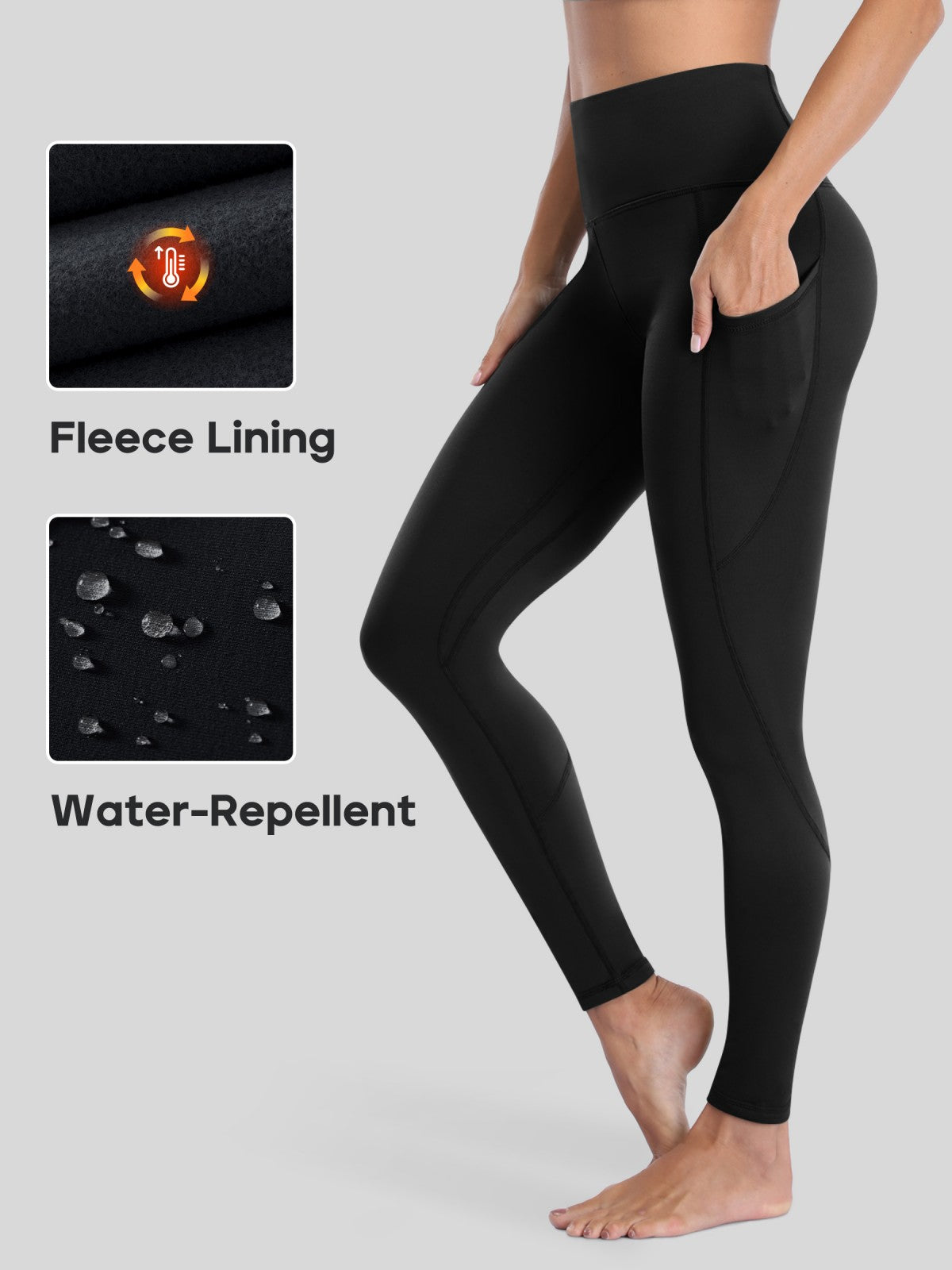Willit Women_s Fluffy Fleece Lined Leggings #black
