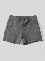 Women's gark gray outdoor shorts with a button closure, zippered side pockets 