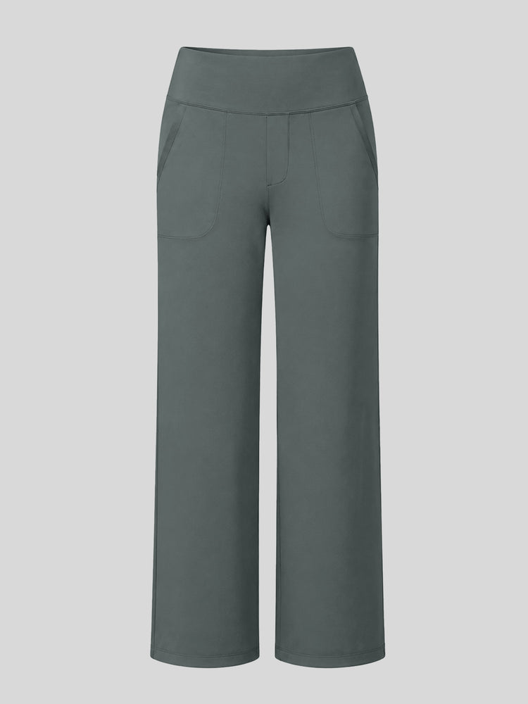 women's wide-leg cropped pants with a high waistband and side pockets 