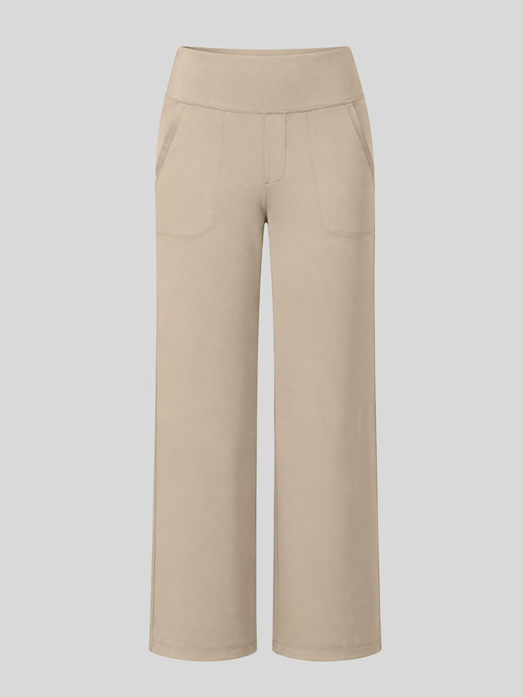 women's wide-leg cropped pants with a high waistband and side pockets 