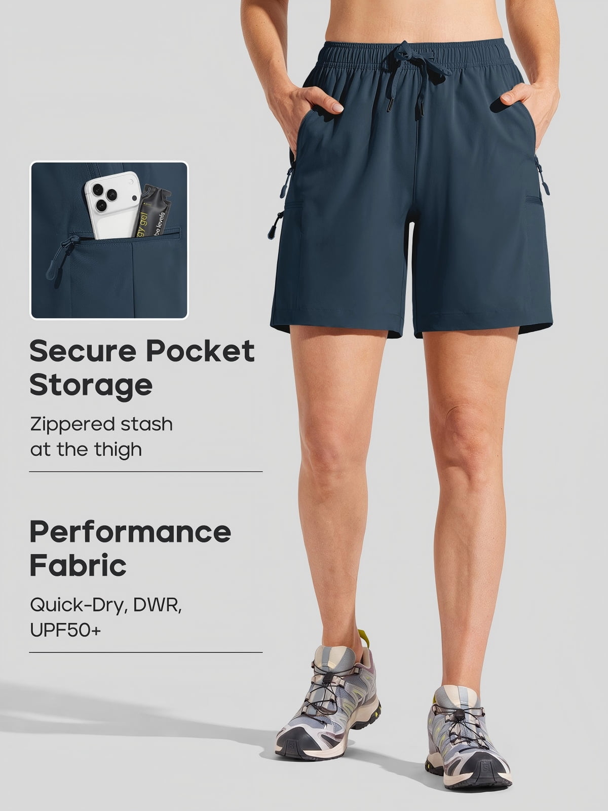 Women's Hiking Athletic Shorts with zipper thigh pockets 