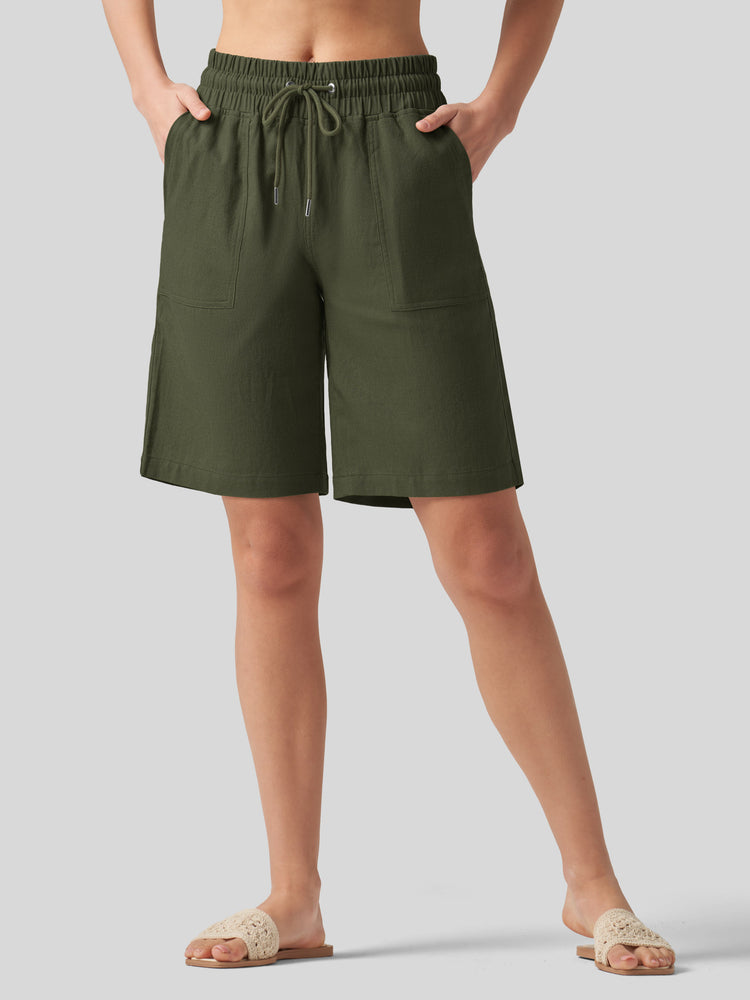 Wilit Women's Linen Bermuda Shorts 10 Inch 