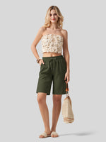Wilit Women's Linen Bermuda Shorts 10 Inch 