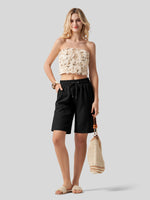 Wilit Women's Linen Bermuda Shorts 10 Inch 