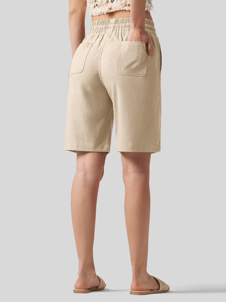 Wilit Women's Linen Bermuda Shorts 10 Inch 