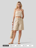 Wilit Women's Linen Bermuda Shorts 10 Inch 