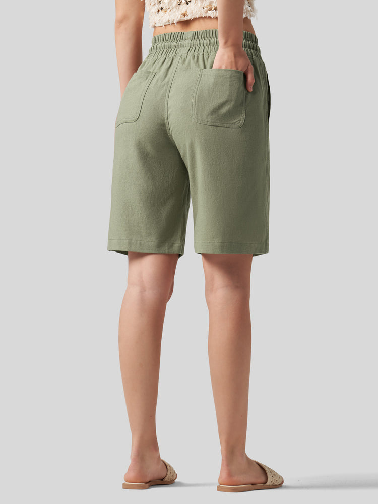 Wilit Women's Linen Bermuda Shorts 10 Inch 