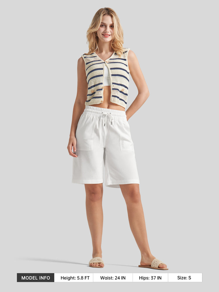 Wilit Women's Linen Bermuda Shorts 10 Inch 