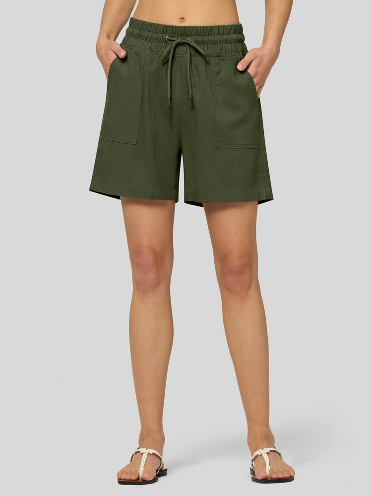 Willit Women's Linen Bermuda Shorts 5 Inch - 