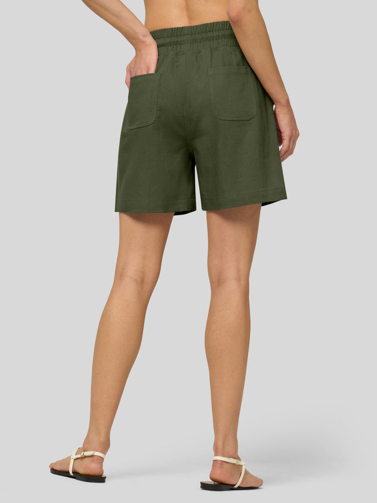 Willit Women's Linen Bermuda Shorts 5 Inch - 