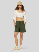 Willit Women's Linen Bermuda Shorts 5 Inch - 
