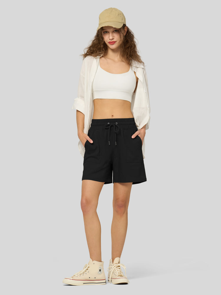 Willit Women's Linen Bermuda Shorts 5 Inch - 