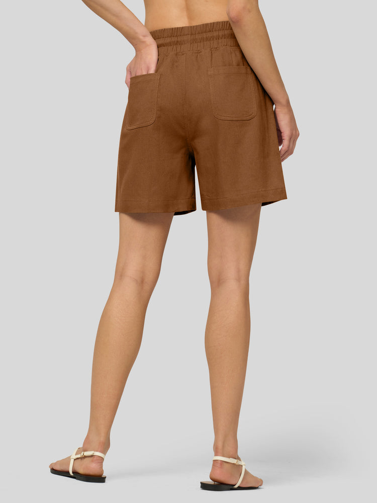 Willit Women's Linen Bermuda Shorts 7 Inch - 