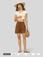 Willit Women's Linen Bermuda Shorts 9 Inch - 