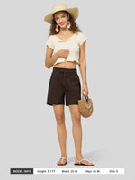 Willit Women's Linen Bermuda Shorts 5 Inch - 