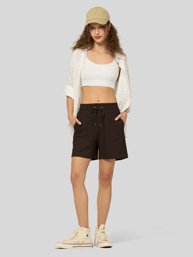 Willit Women's Linen Bermuda Shorts 5 Inch - 
