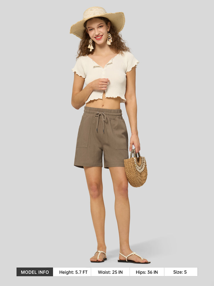 Willit Women's Linen Bermuda Shorts 5 Inch - 