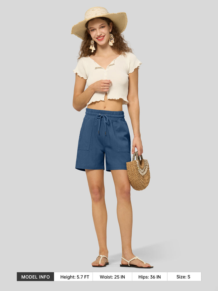 Willit Women's Linen Bermuda Shorts 5 Inch - 