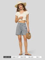 Willit Women's Linen Bermuda Shorts 5 Inch - 