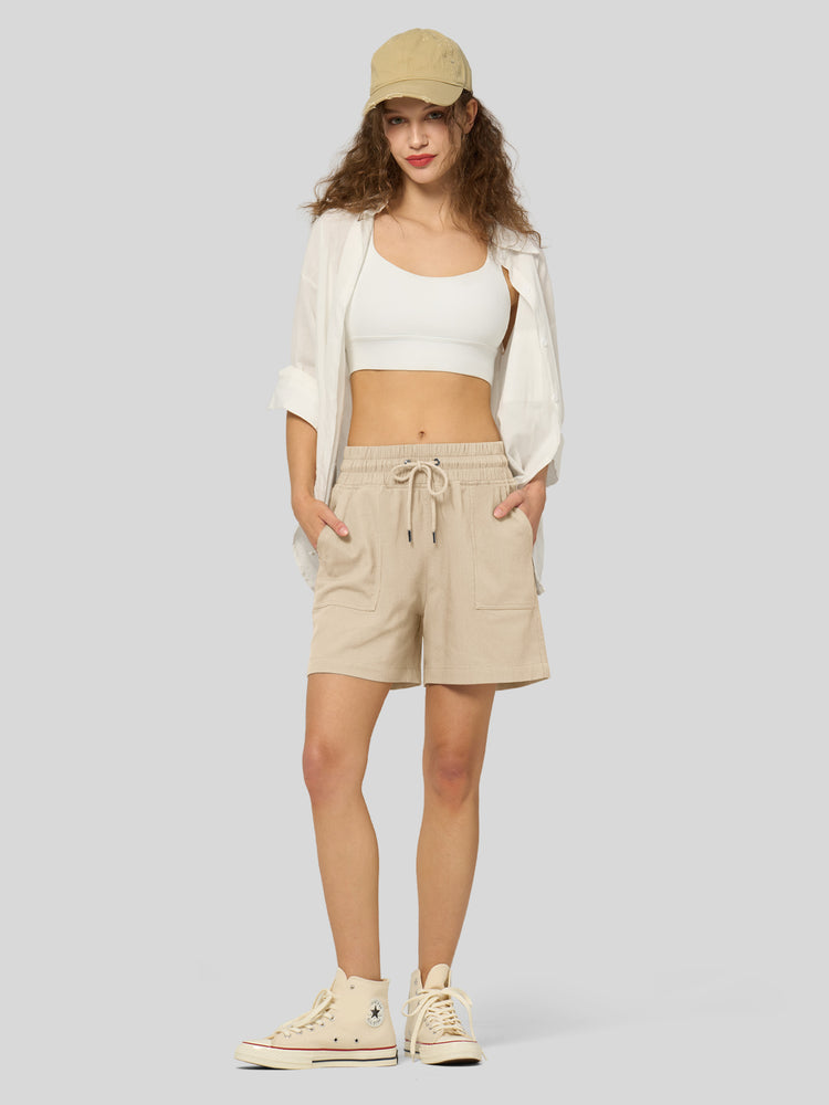 Willit Women's Linen Bermuda Shorts 5 Inch - 