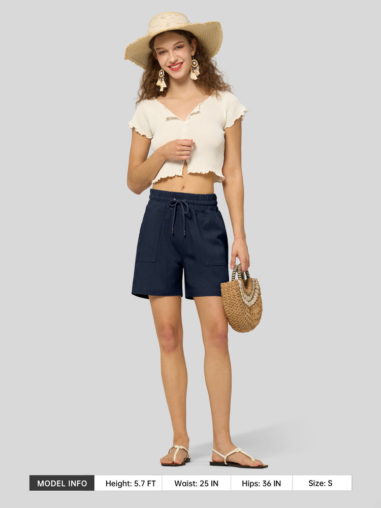 Willit Women's Linen Bermuda Shorts 5 Inch - 