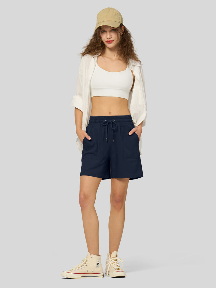 Willit Women's Linen Bermuda Shorts 5 Inch - 