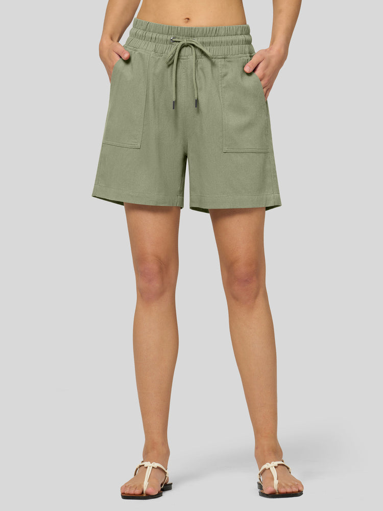 Willit Women's Linen Bermuda Shorts 5 Inch - 