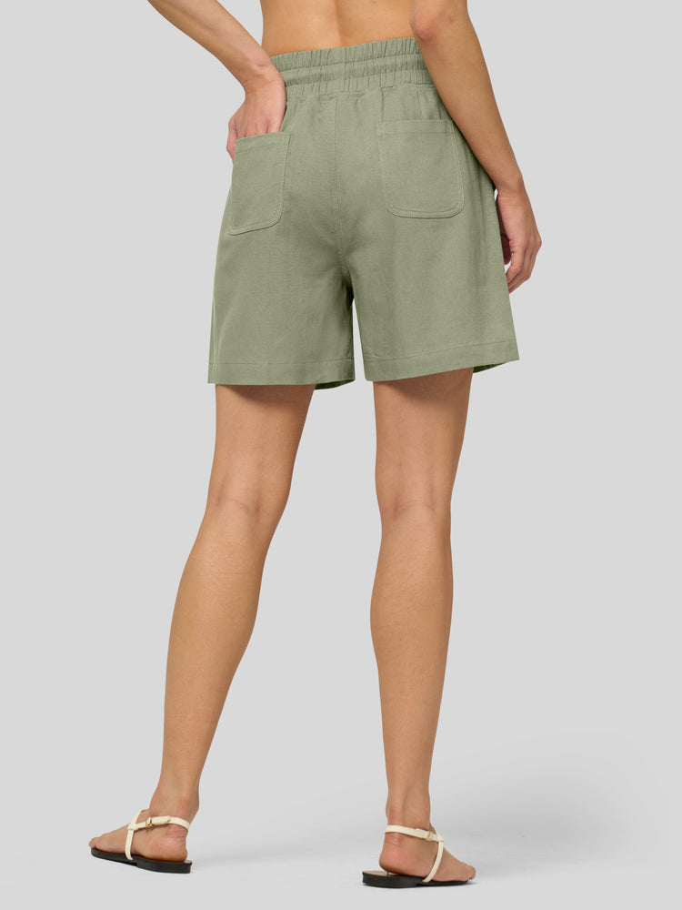 Willit Women's Linen Bermuda Shorts 7 Inch - 