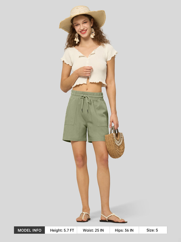 Willit Women's Linen Bermuda Shorts 9 Inch - 