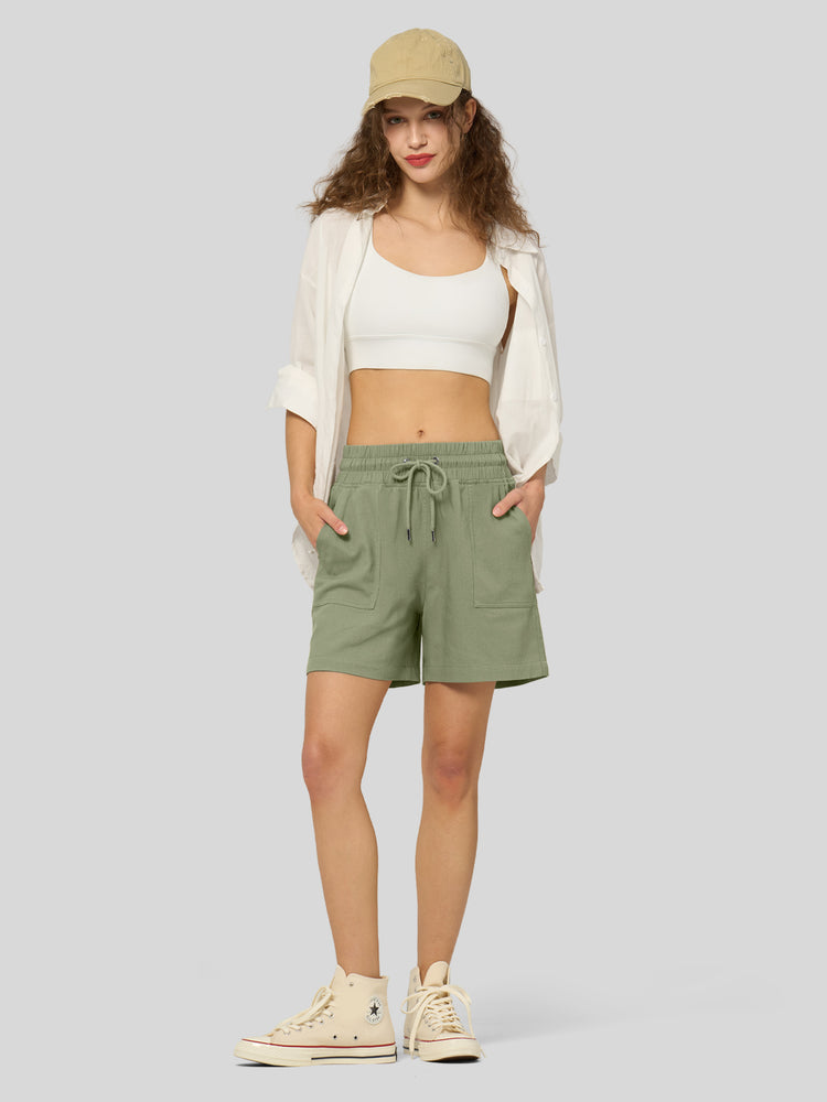 Willit Women's Linen Bermuda Shorts 8 Inch - 
