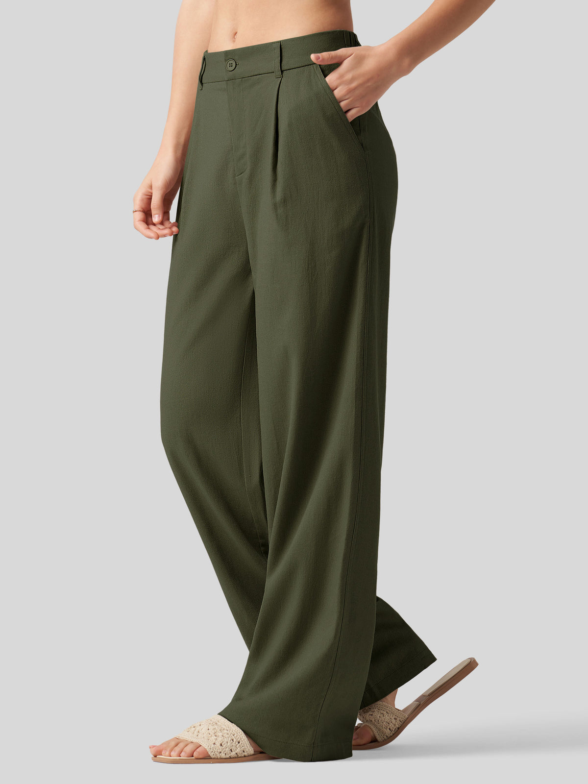 WILLIT Women's Linen Wide-Leg Dress Slacks 