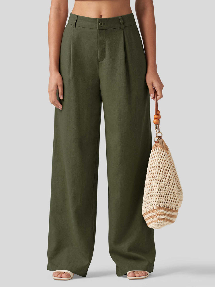 WILLIT Women's Linen Wide-Leg Dress Slacks 