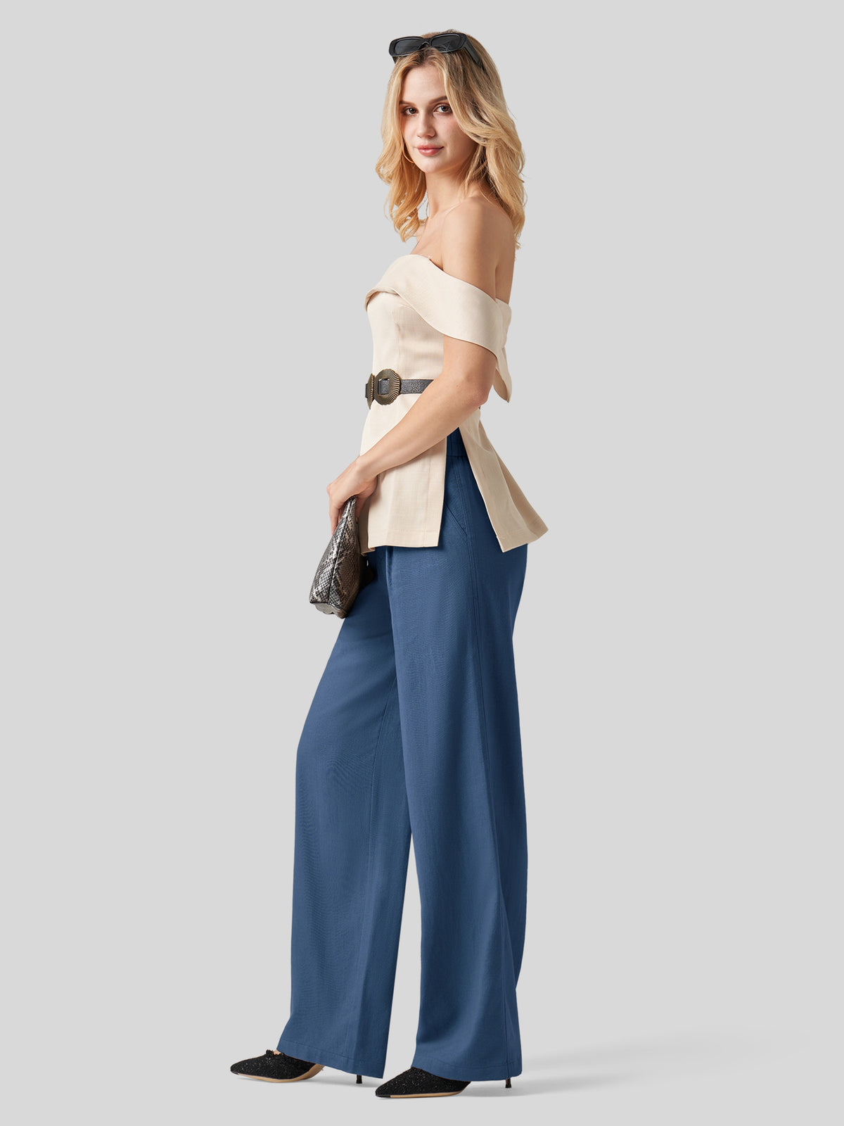 WILLIT Women's Linen Wide-Leg Dress Slacks 