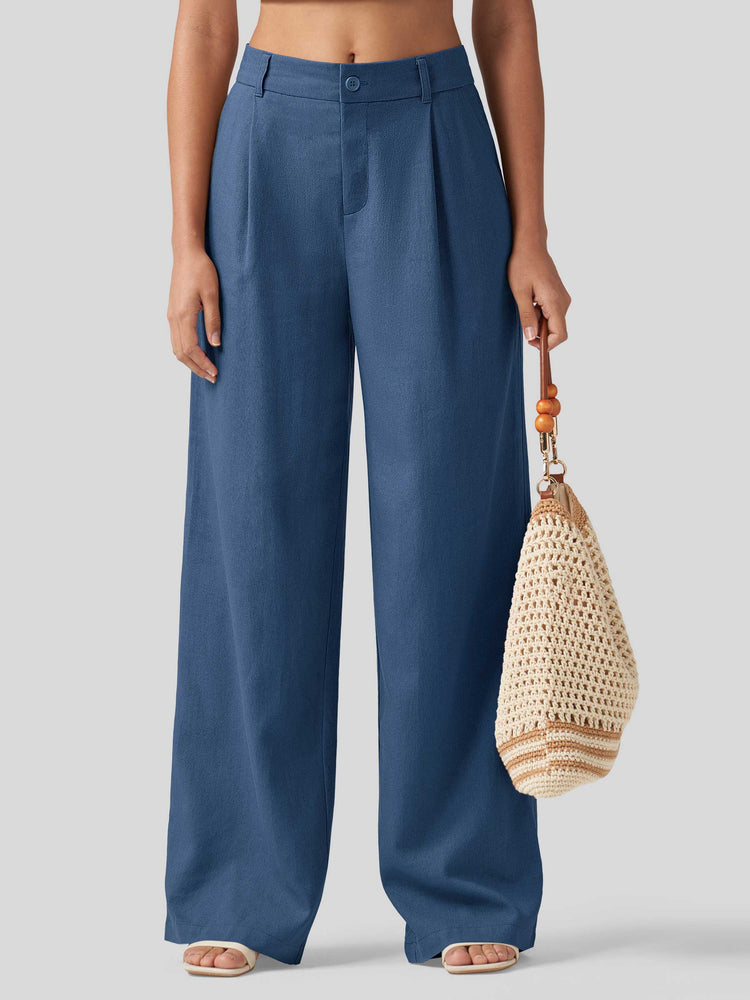 WILLIT Women's Linen Wide-Leg Dress Slacks 