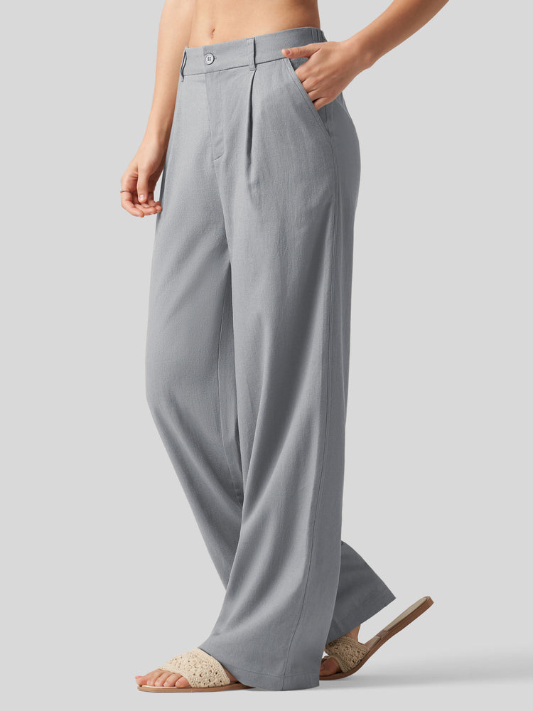 WILLIT Women's Linen Wide-Leg Dress Slacks 