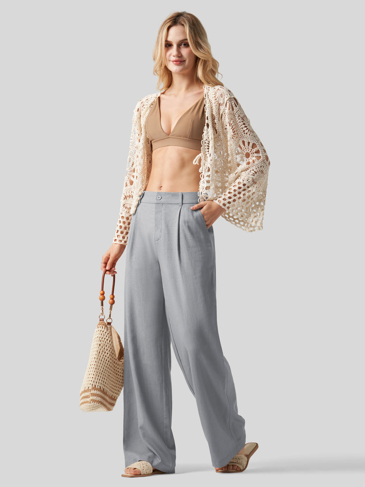WILLIT Women's Linen Wide-Leg Dress Slacks 