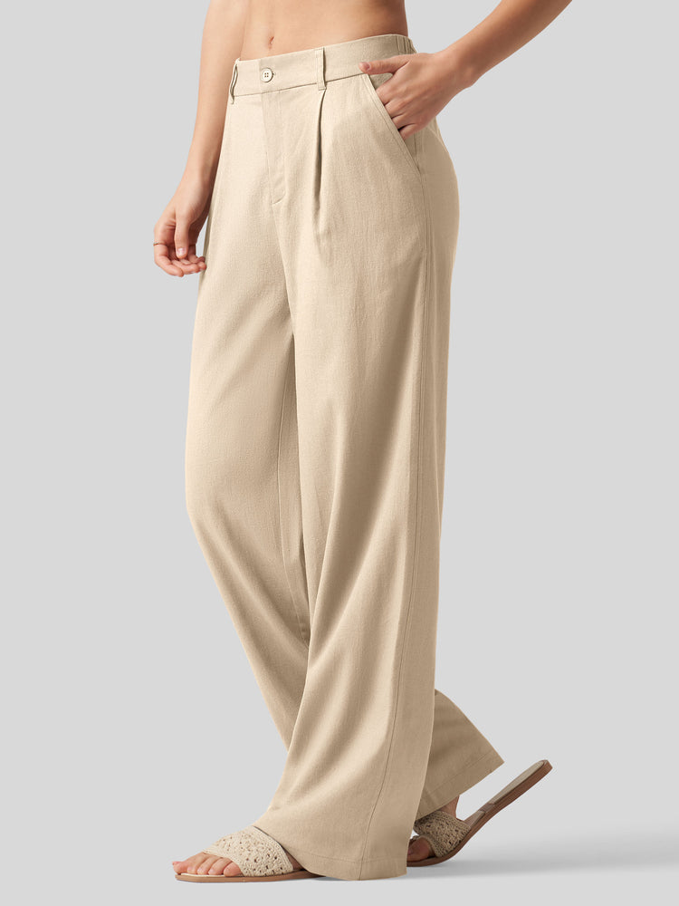 WILLIT Women's Linen Wide-Leg Dress Slacks 