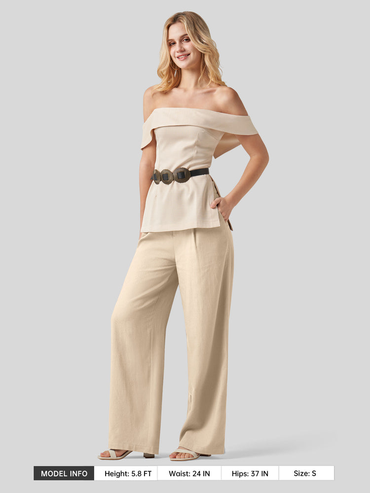 WILLIT Women's Linen Wide-Leg Dress Slacks 