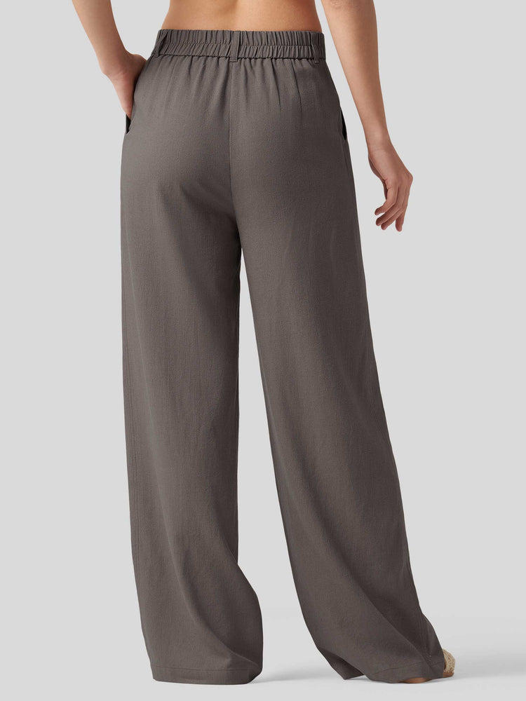 WILLIT Women's Linen Wide-Leg Dress Slacks 
