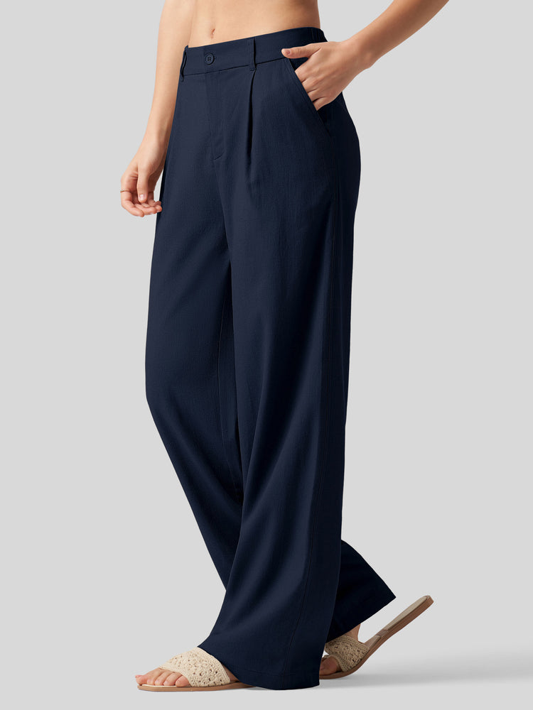 WILLIT Women's Linen Wide-Leg Dress Slacks 