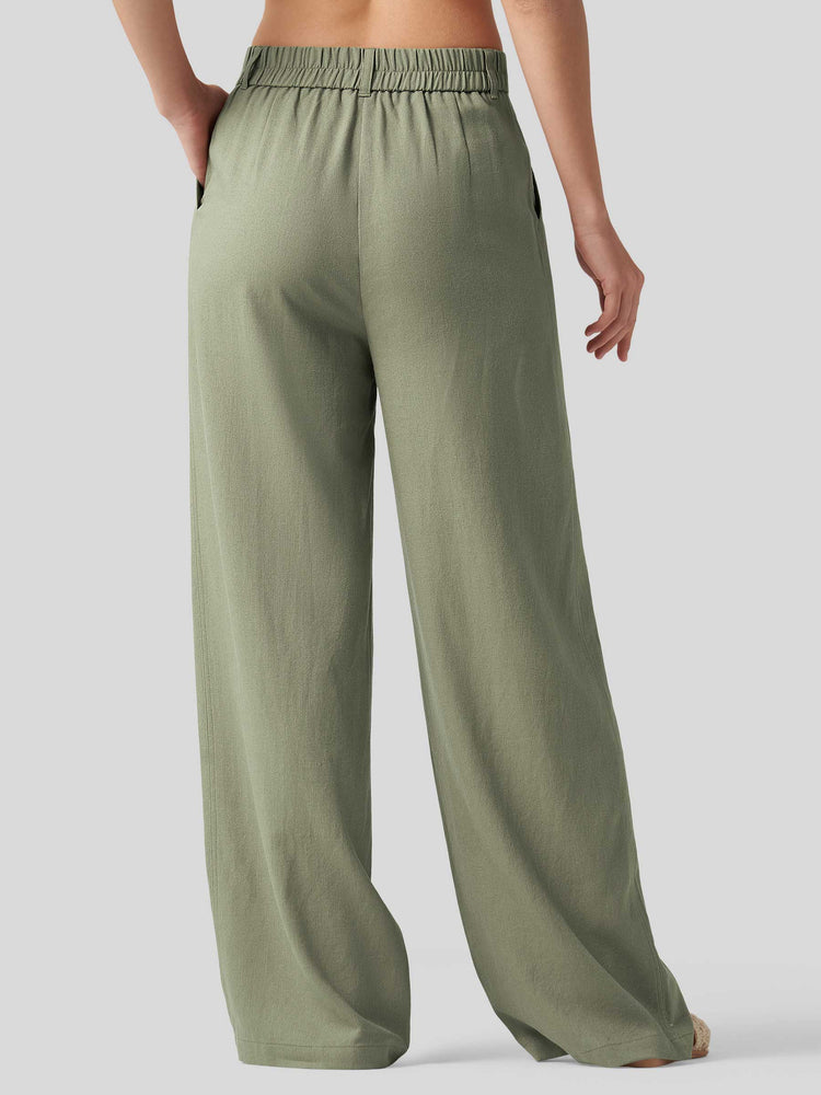 WILLIT Women's Linen Wide-Leg Dress Slacks 