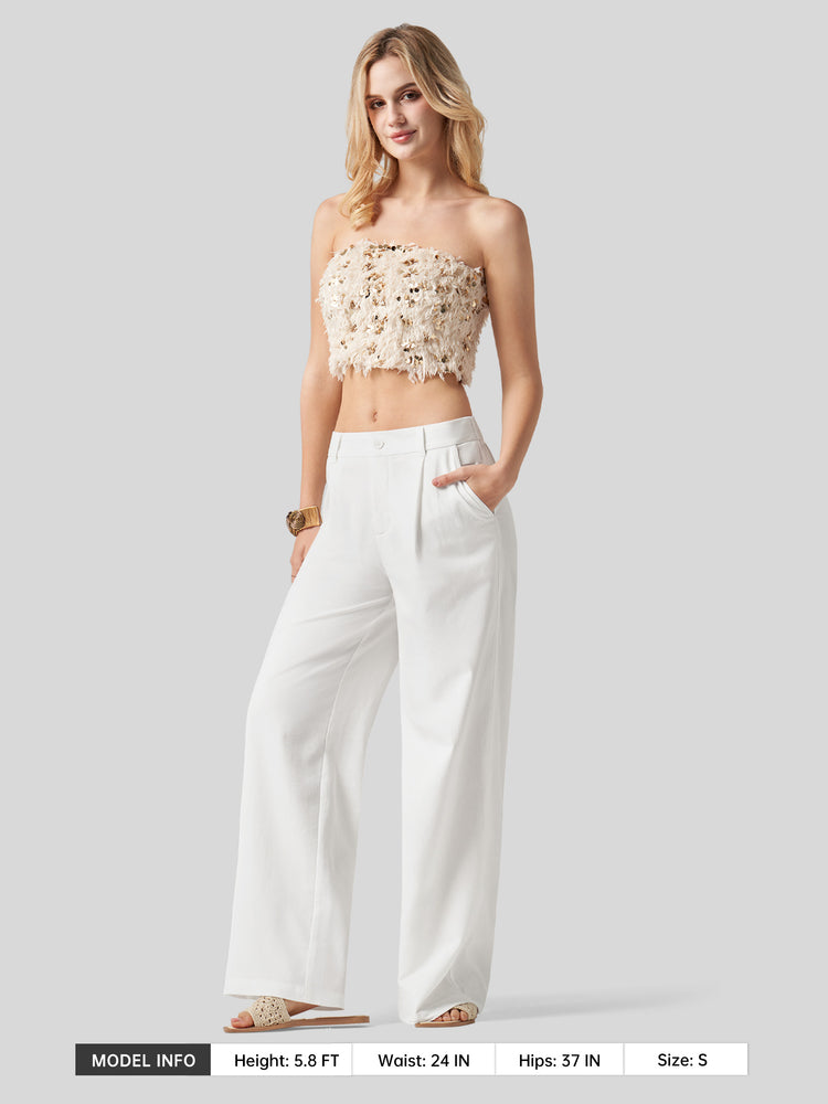 WILLIT Women's Linen Wide-Leg Dress Slacks 