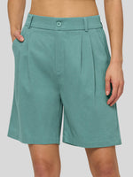 Willit Women's Pleated Linen Shorts 10 Inch 