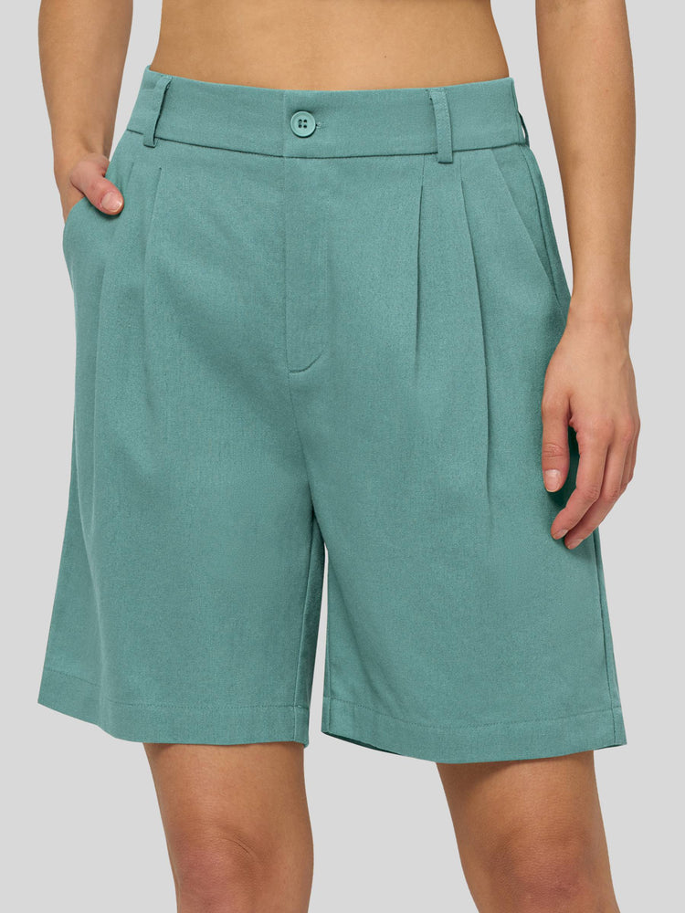 Willit Women's Pleated Linen Shorts 10 Inch 