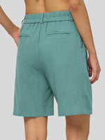 Willit Women's Pleated Linen Shorts 10 Inch 