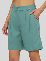 Willit Women's Pleated Linen Shorts 10 Inch 