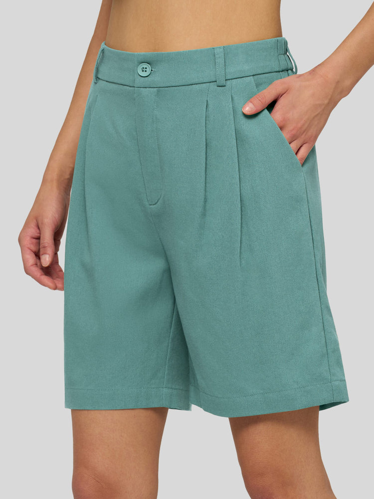 Willit Women's Pleated Linen Shorts 10 Inch 